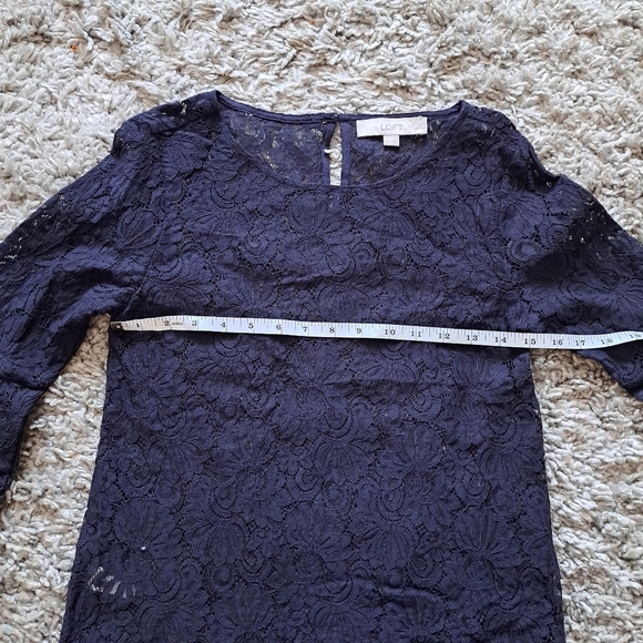 LOFT | Navy blue lace blouse with bell sleeves - Picture 10 of 11